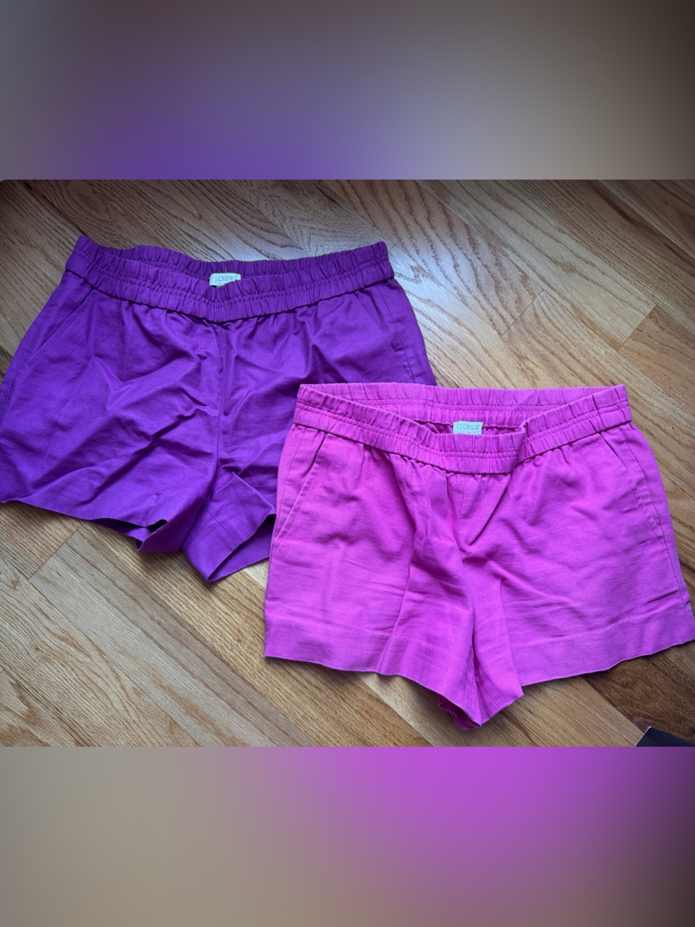 J. Crew Pull-On Shorts in Hot Pink & Purple